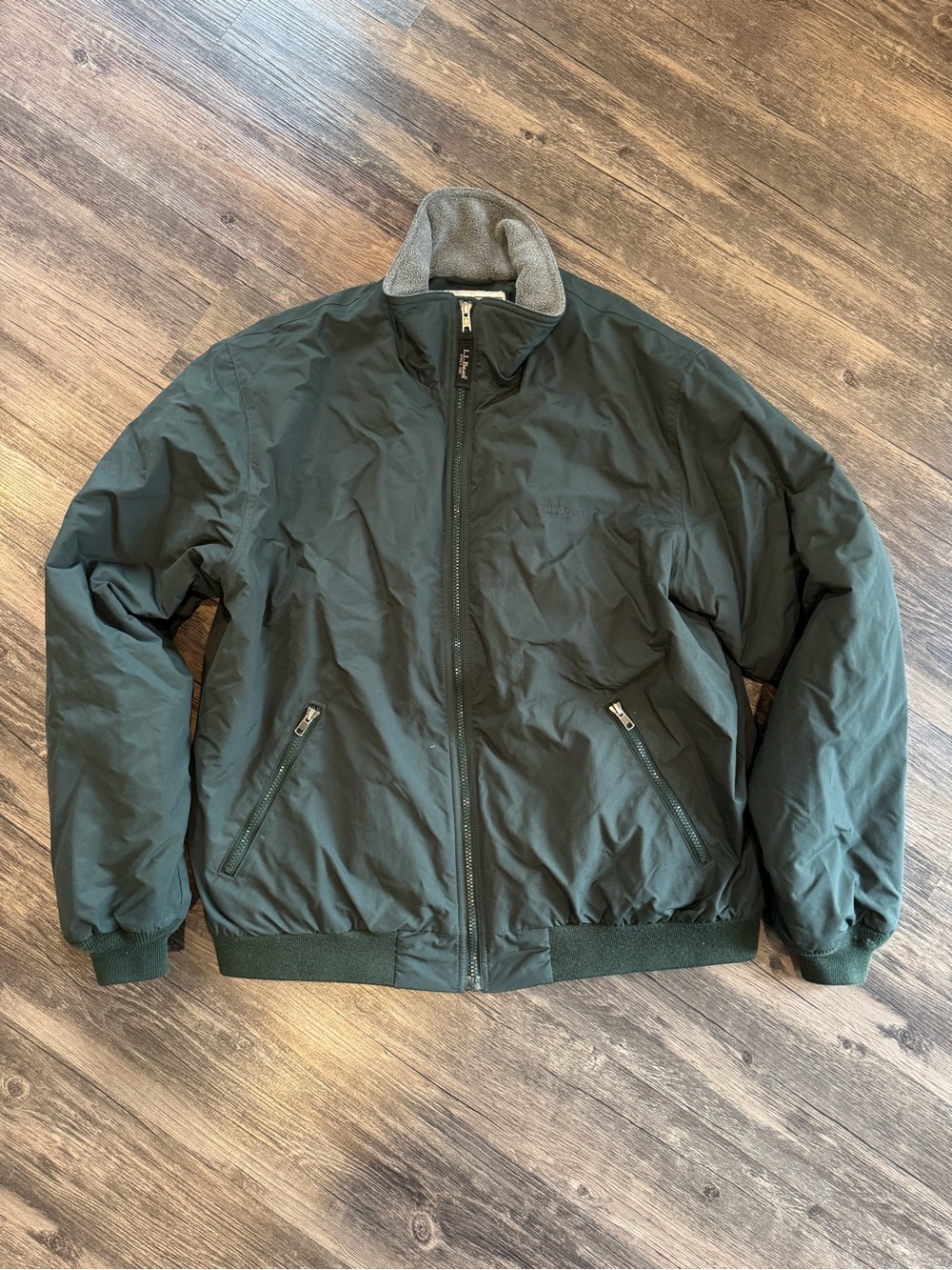 L.L. Bean Forest Green Zip-Up Bomber Jacket
